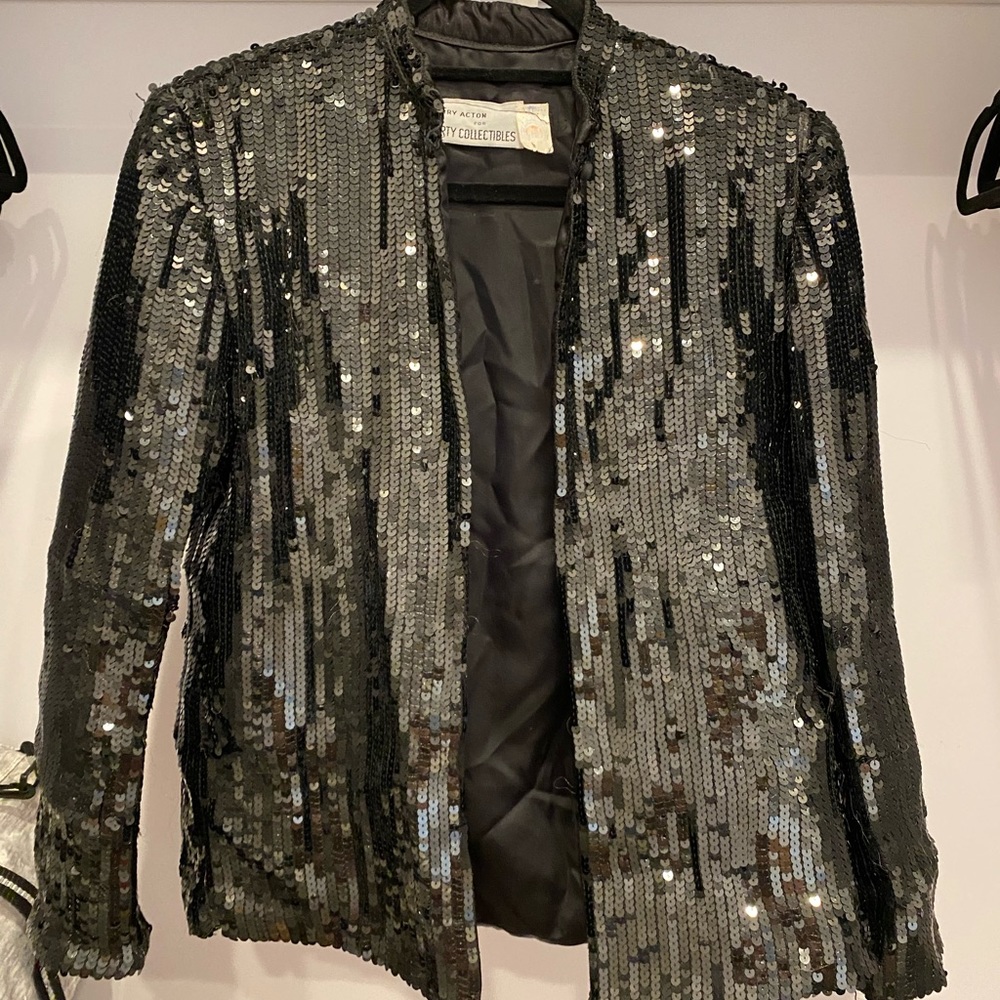 Shiny black blazer for women size M